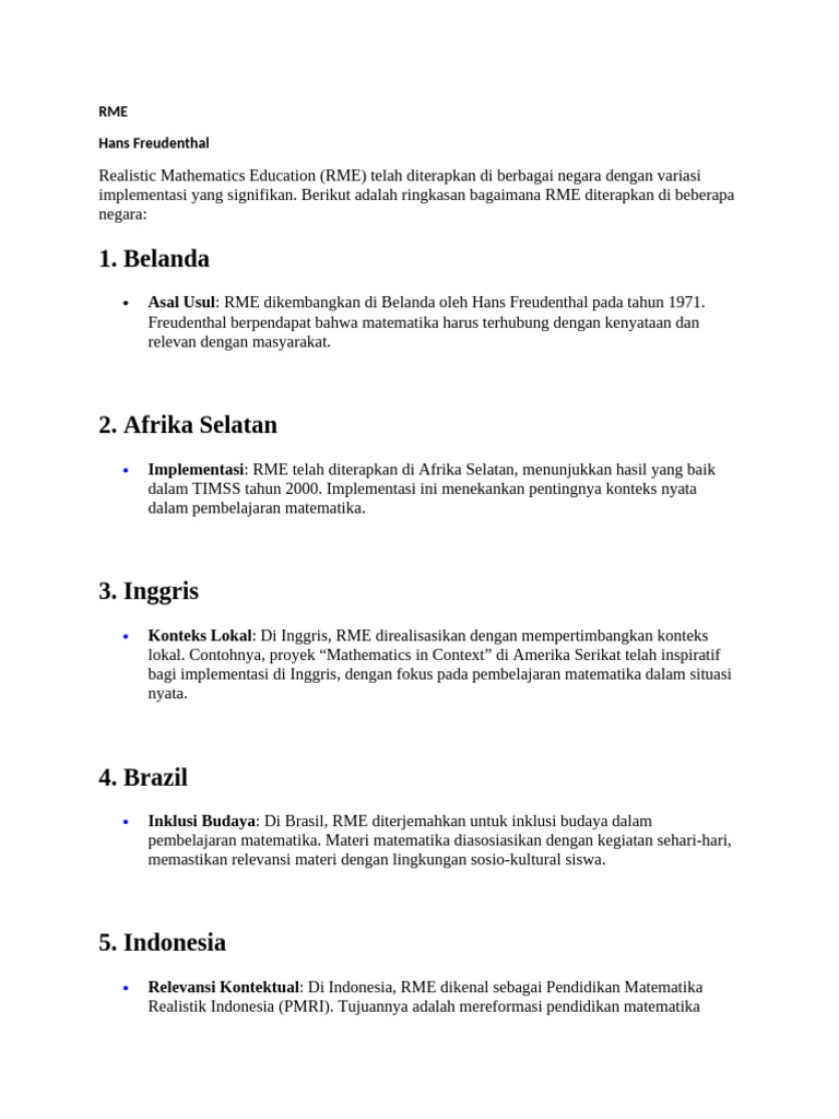 Implementasi Global RME | PDF | Karier & Perkembangan