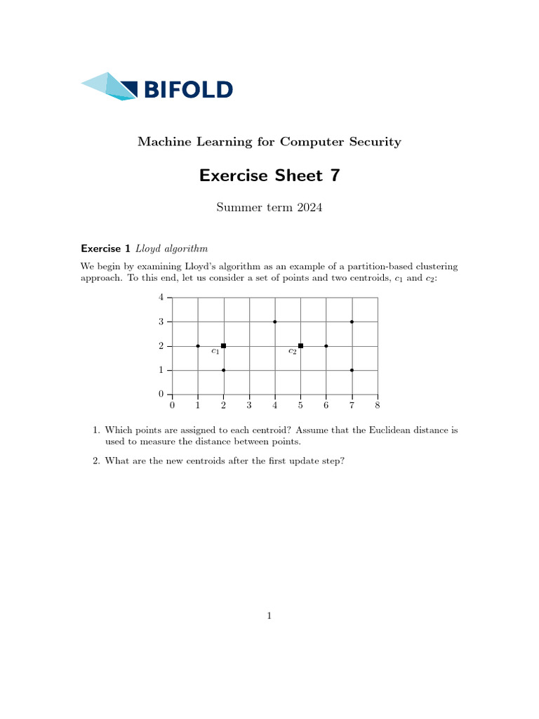 Mlsec Solution Exercise Sheet 7 | PDF | Cluster Analysis | Data Mining