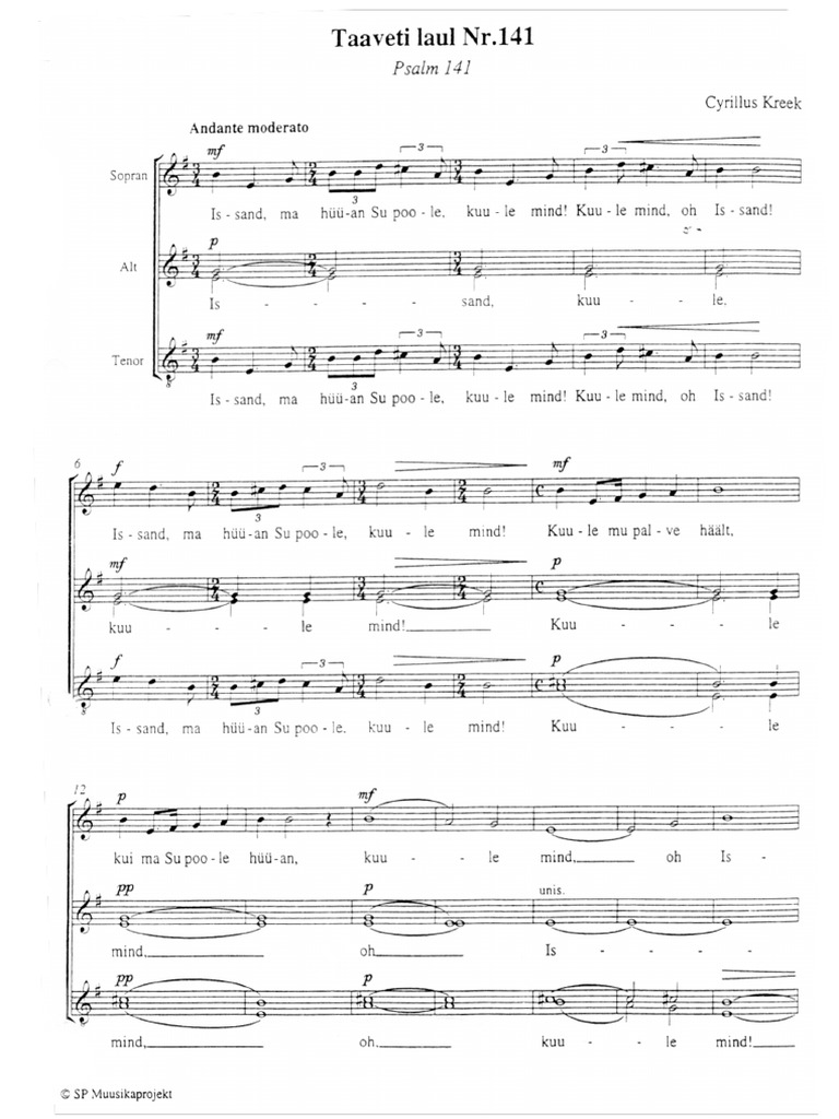 Kreek Taaveti Laul No. 141 | PDF