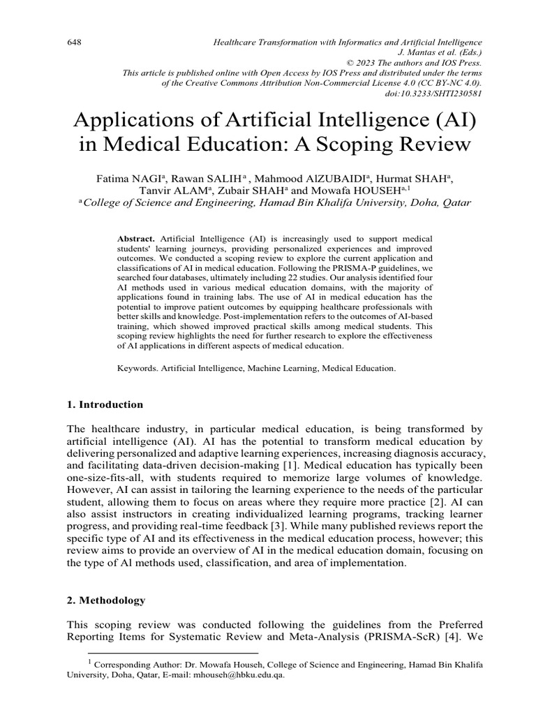 AI Applications in Medical Education Review | PDF | Intelligence (AI ...