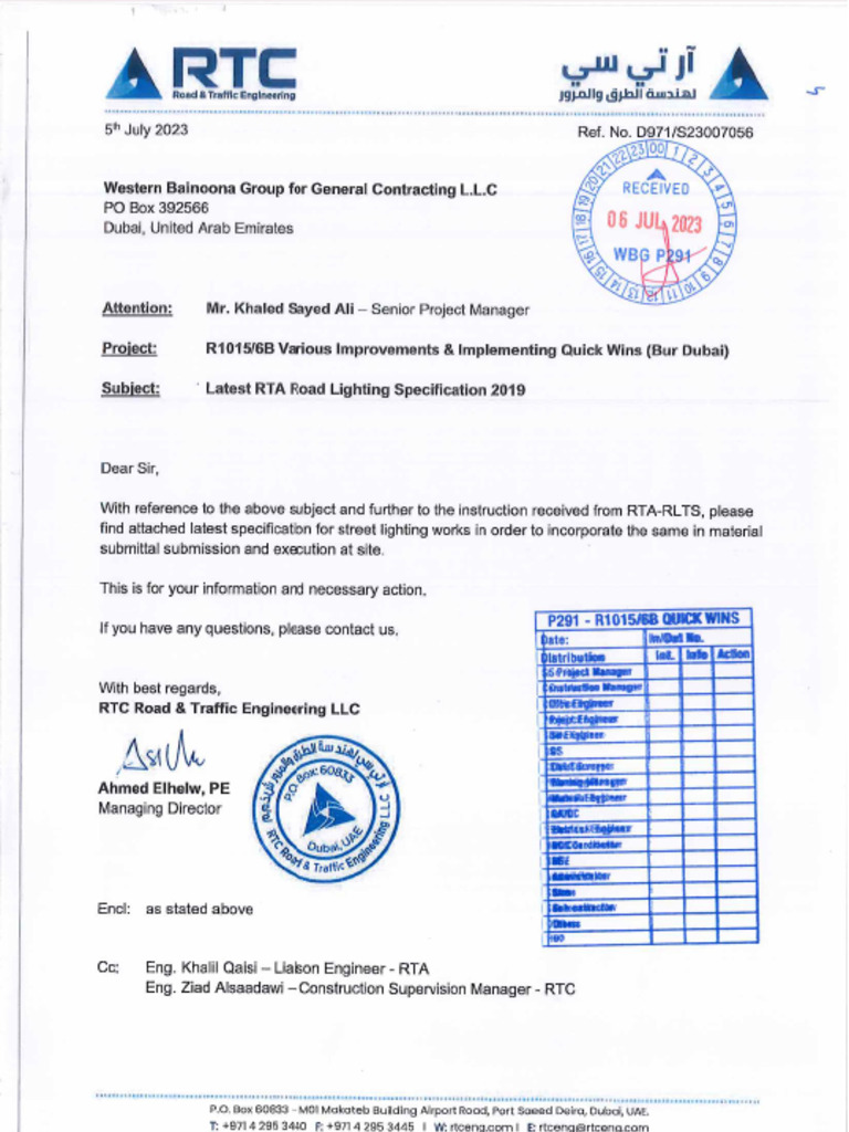 D971-S23007056 Latest RTA Road Lighting Specification 2019 | PDF
