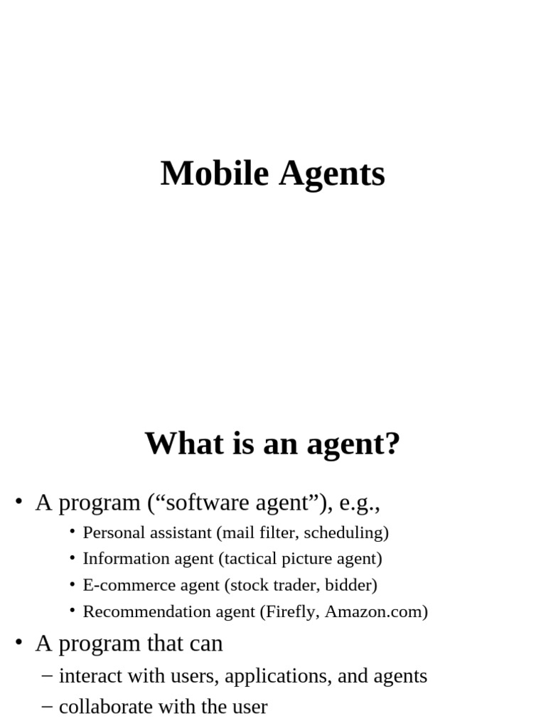 Mobile Agents Final | PDF | Computer Network | Proxy Server