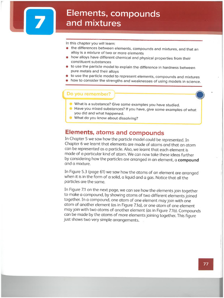 7 - Elements, Compounds and Mixtures | PDF