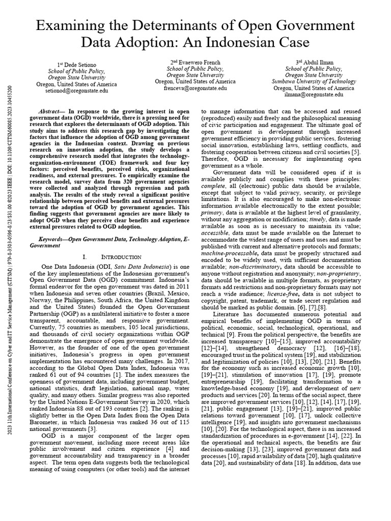 Examining the determinants of open government data adoption an