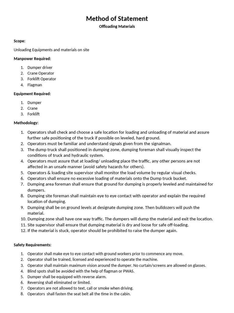 Safe Offloading Procedures for Materials | PDF | Truck | Forklift