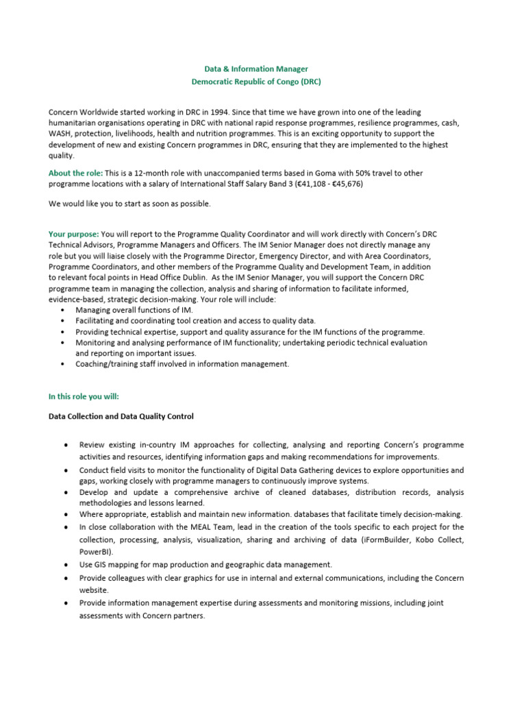 2024.07.26 - DRC Data & Information Manager - FINAL | PDF | Databases ...