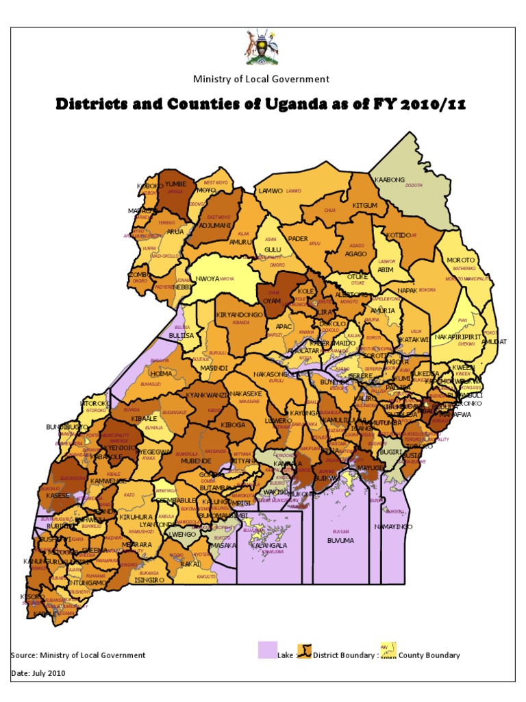 Uganda Districts and Counties Map 2025 | PDF
