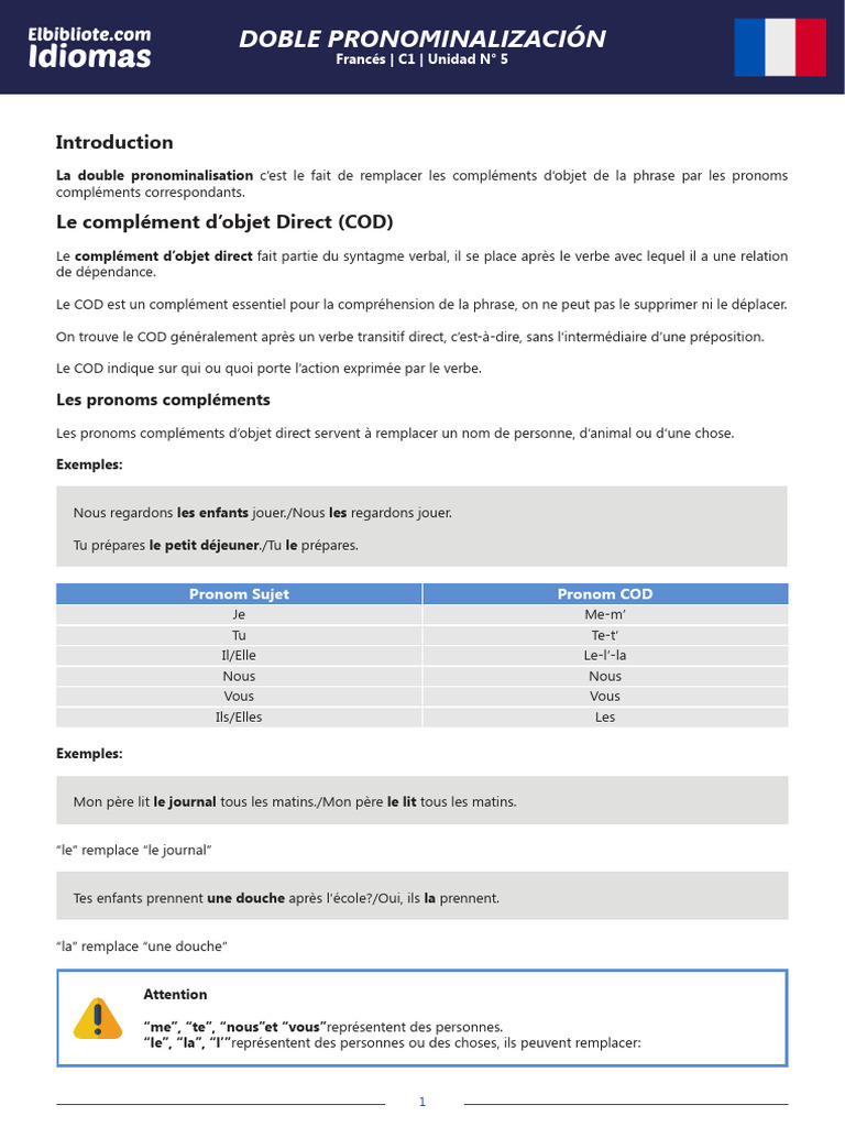 Double pronominalisation en français | PDF | Complément d'objet | Phrase