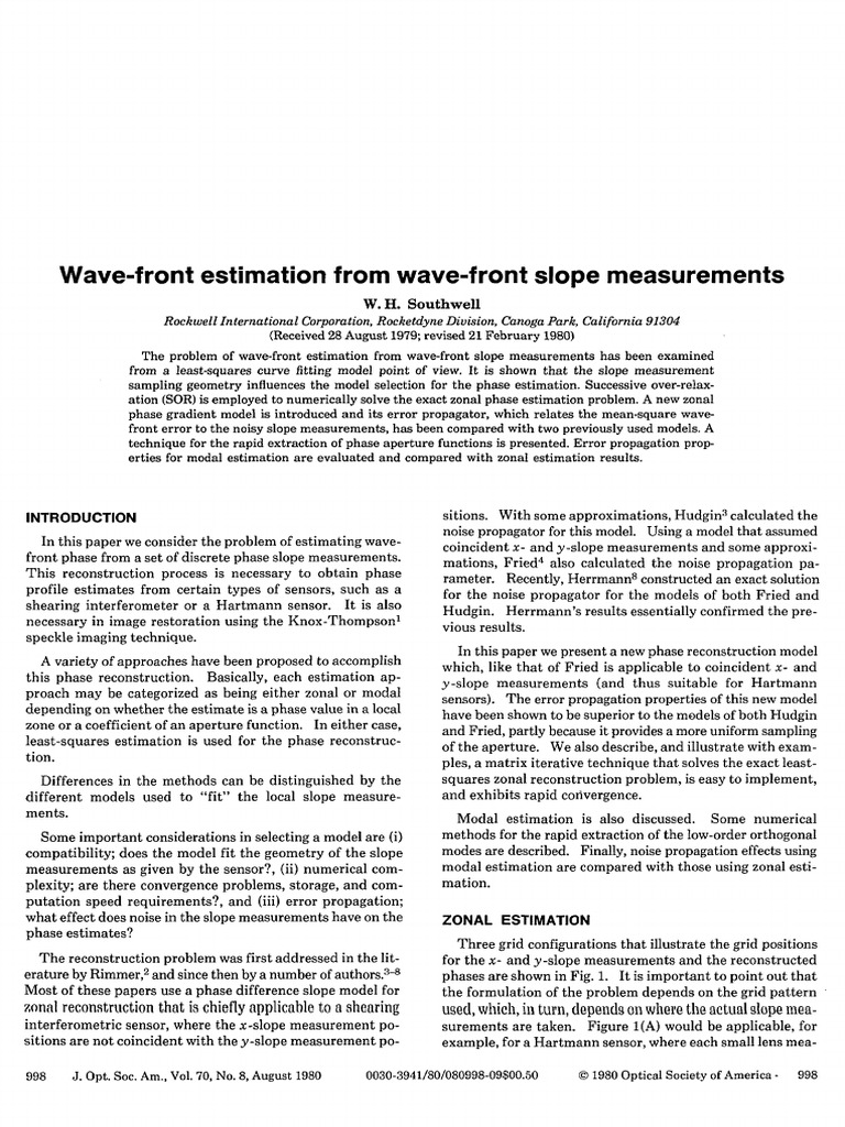 Wave-Front Estimation Techniques | PDF | Matrix (Mathematics ...