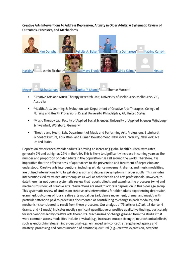 Creative Arts Interventions To Address Depression | PDF | Major ...