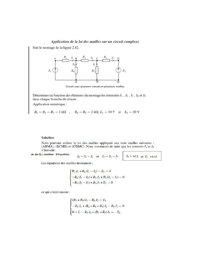 Résistance et courants dans un circuit complexe | PDF | Méthodes et ...