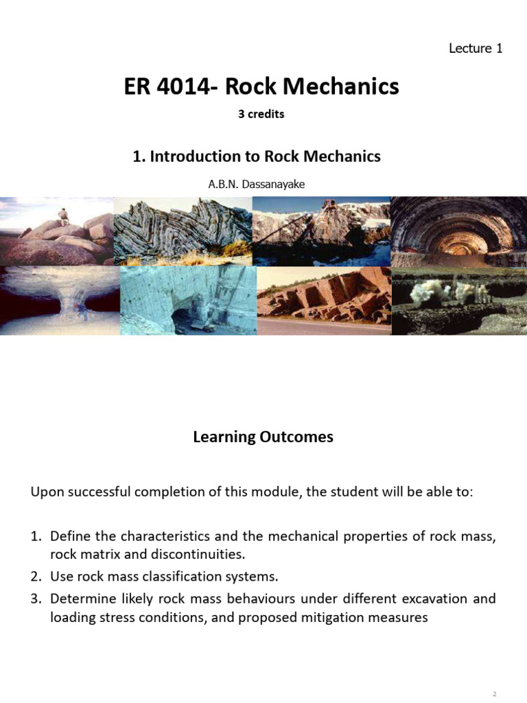 Introduction to Rock Mechanics Course | PDF | Geotechnical Engineering ...