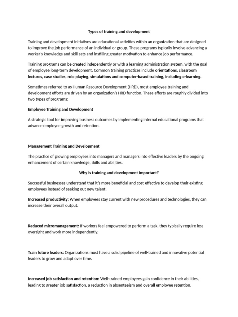 Employee Training and Development Guide | PDF | Employee Retention ...