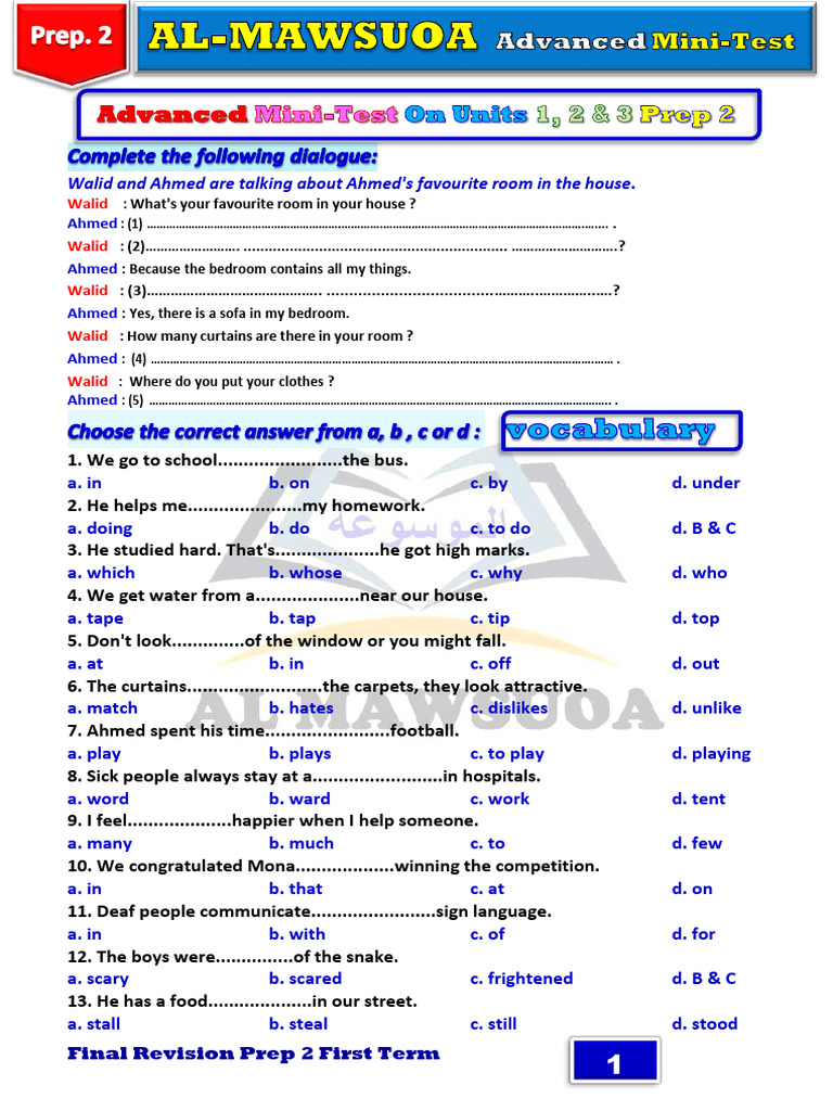 Advanced Mini-Test On Units 1-3 Prep 2 | PDF