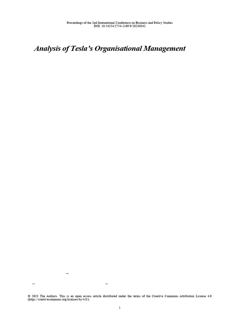Tesla's Management Strategies in China | PDF | Transport | Electric Vehicle