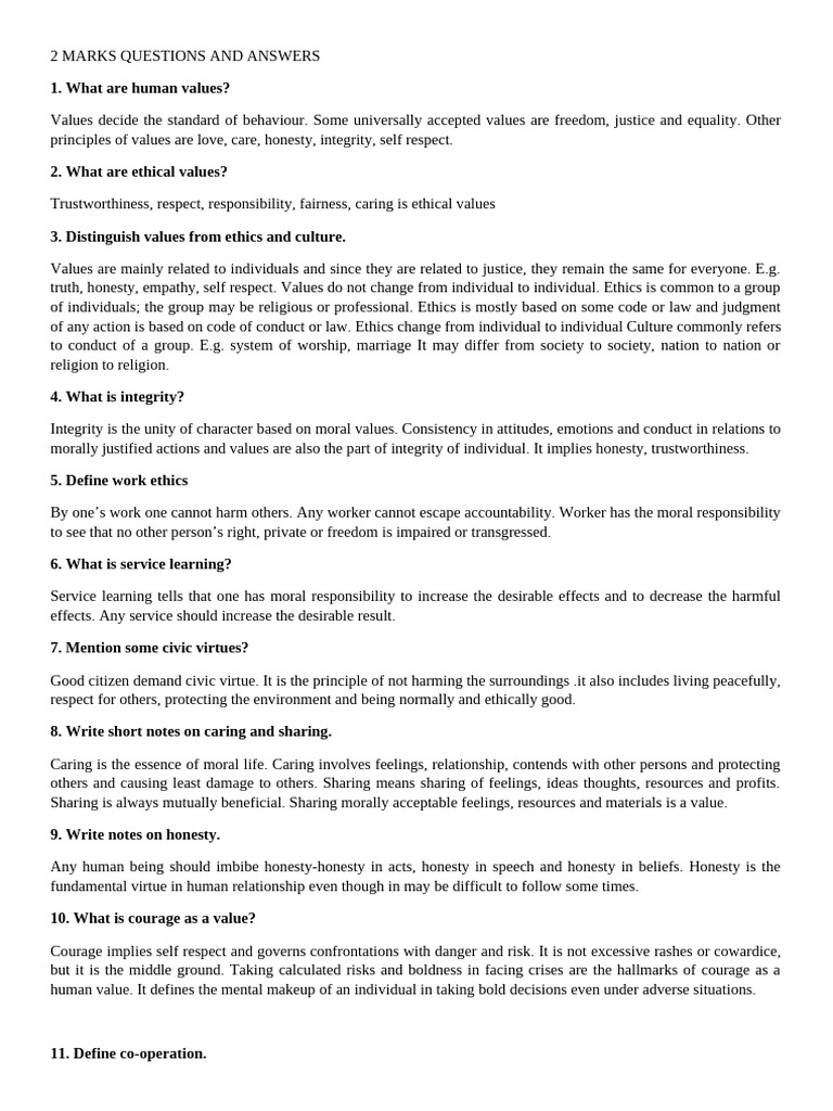 Small Answers | PDF | Morality | Integrity