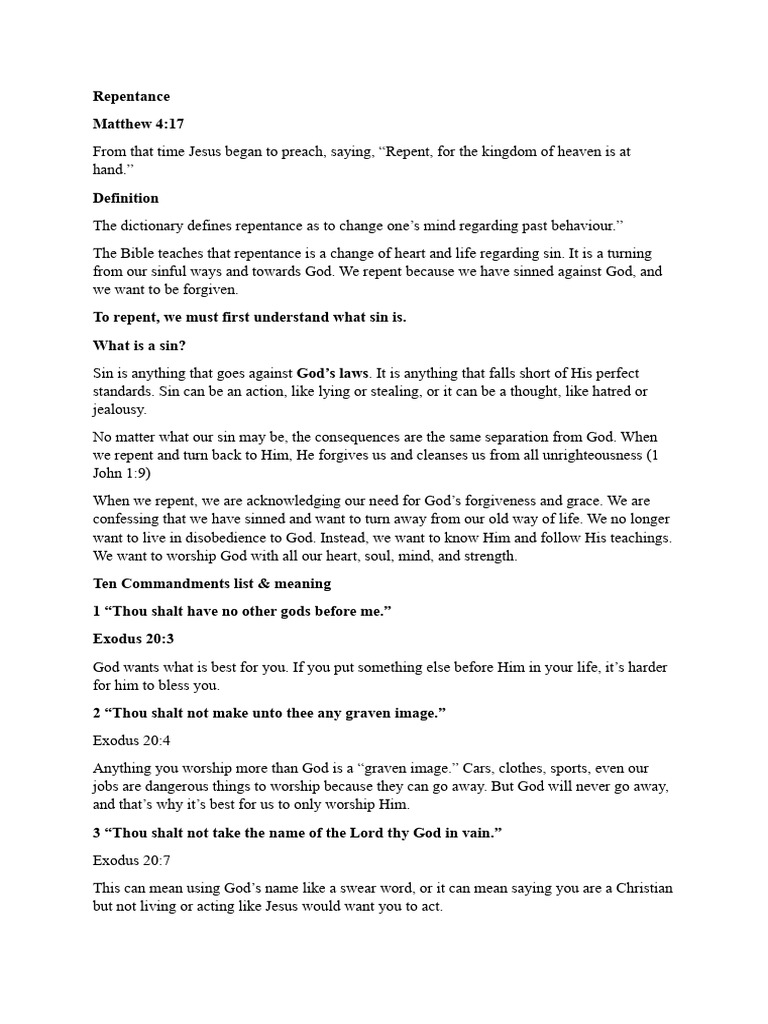 Bible Study Repentance Pdf Religious Belief And Doctrine Bible