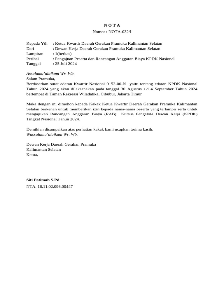 Pengajuan RAB KPDK Nasional 2024 | PDF