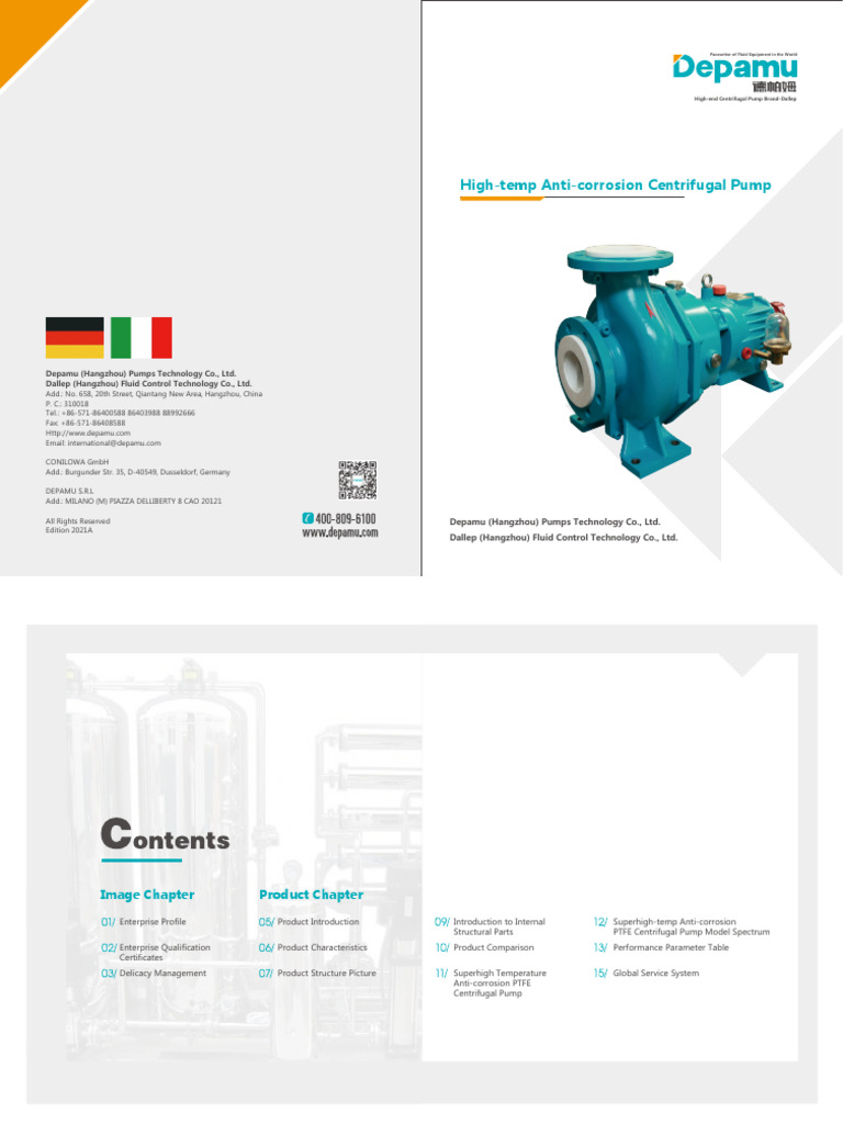 08【2021A】High-temp anti-corrosion centrifugal pump | PDF | Pump | Materials