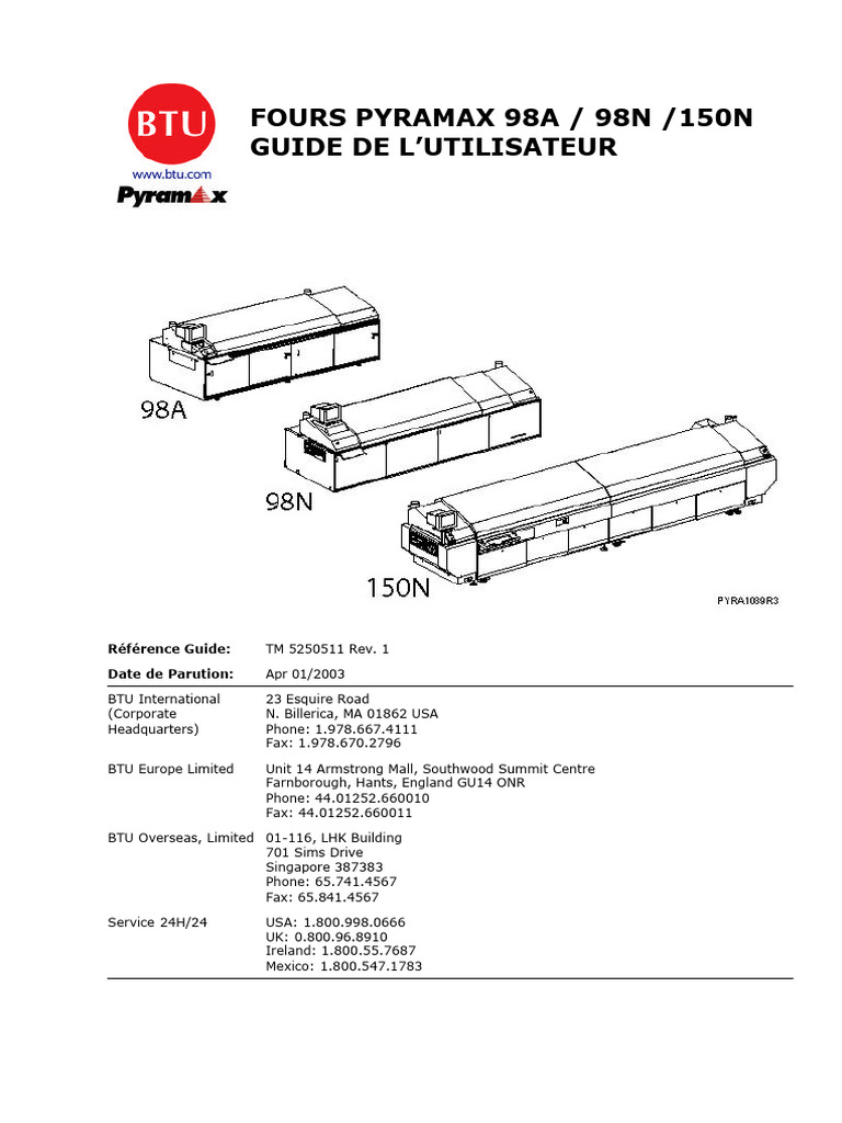 Manual: BTU Pyramax 98A / 98N /150N Reflow Oven (FR) | PDF | Sécurité