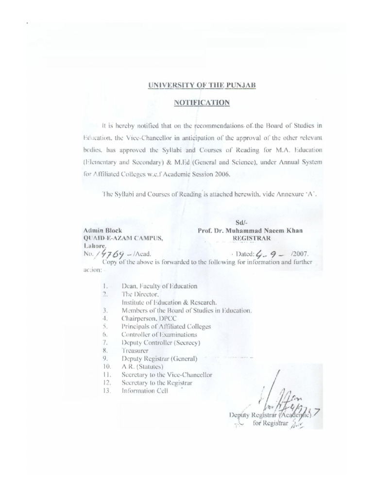 MA Education Secondary Syllabus | PDF