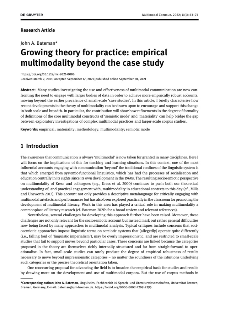 Bateman 2021b Growingtheoryforpractice | PDF | Semiotics | Linguistics