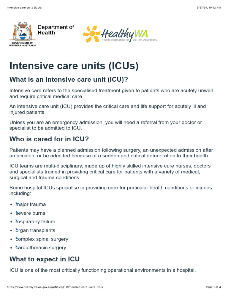 Intensive care units (ICUs) | PDF | Intensive Care Unit | Intensive ...