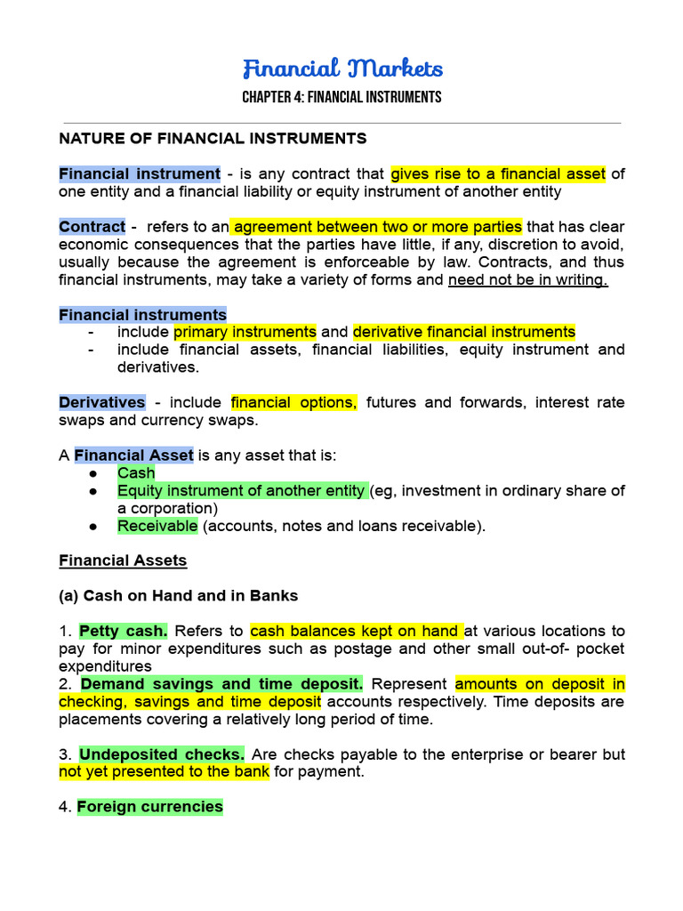 Understanding Financial Instruments | PDF | Futures Contract ...