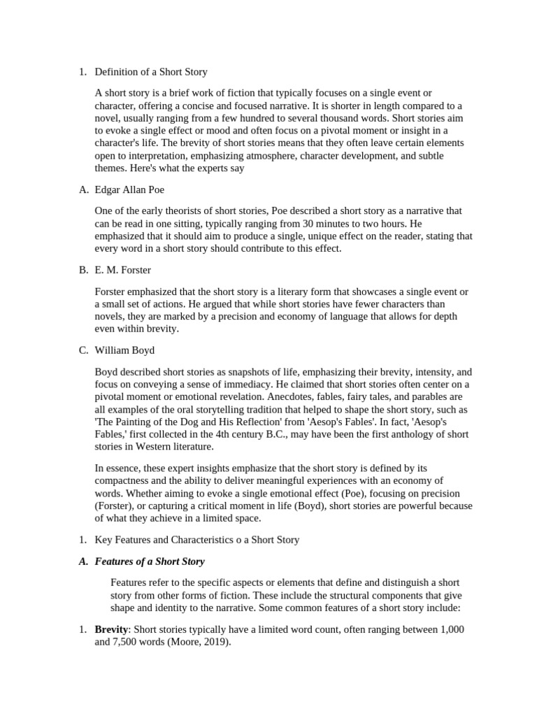 Definition of A Short Story PDF Short Stories Fantasy