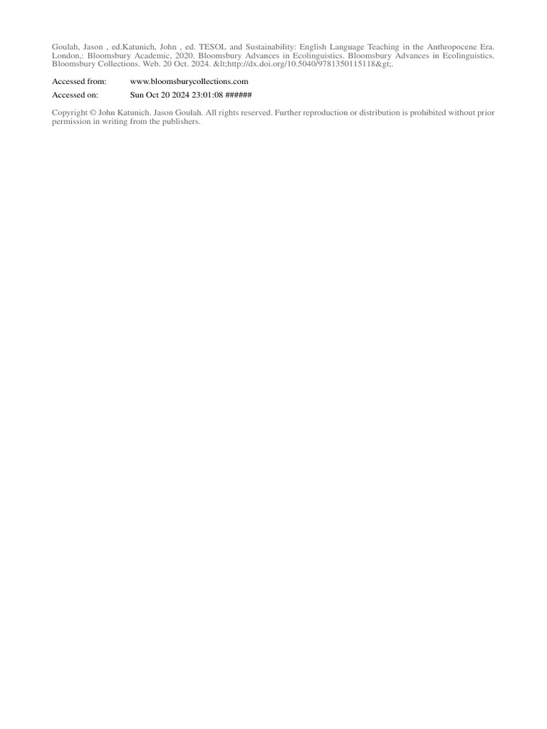 Introduction - TESOL and Sustainability | PDF | English As A Second Or ...