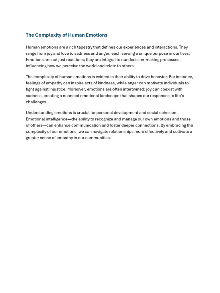 The Complexity of Human Emotions | PDF
