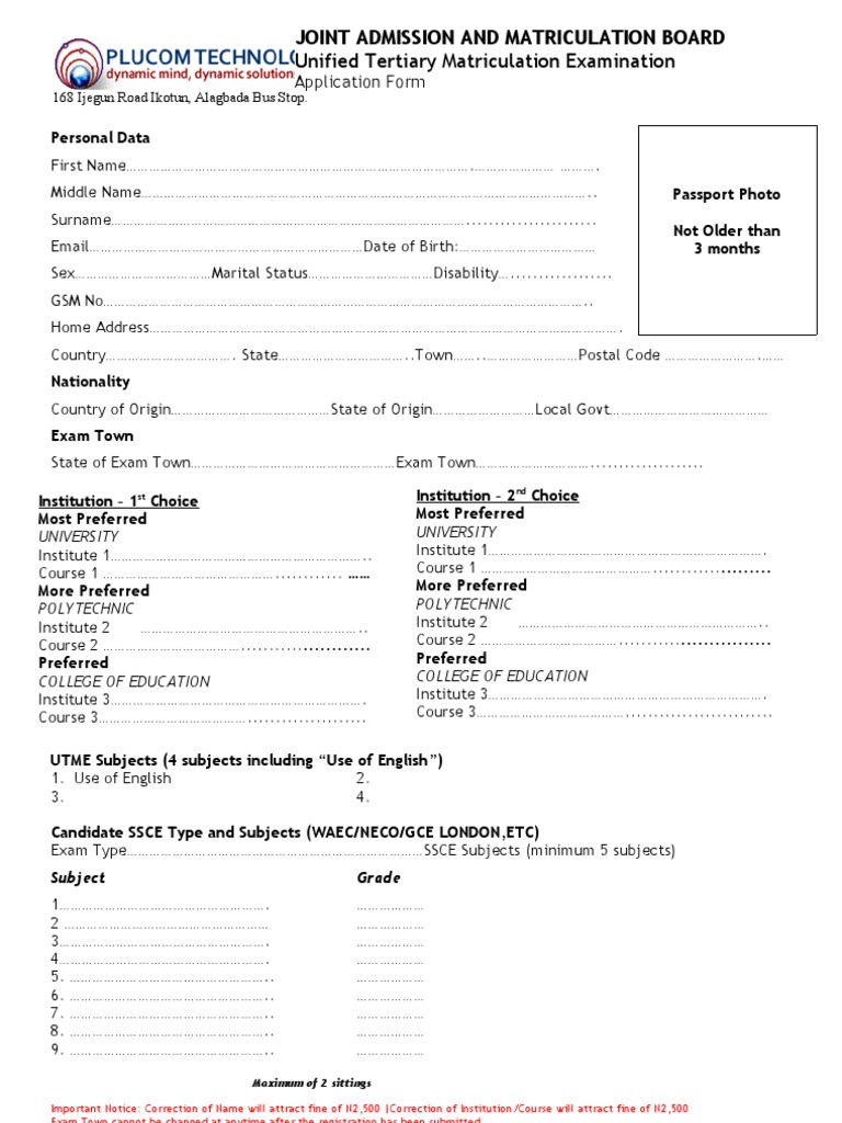 Ikotun UTME Application Guidelines | PDF