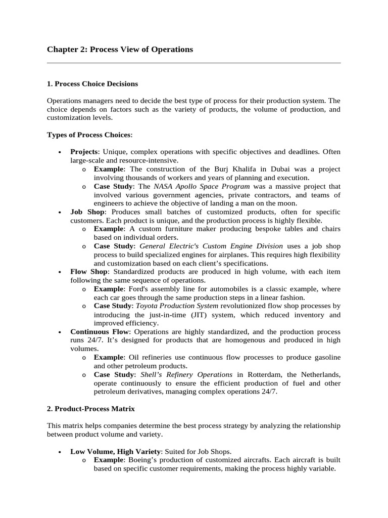 Process Choices in Operations Management | PDF | Lean Manufacturing ...