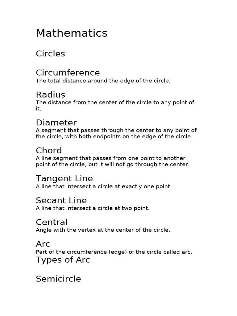 Mathematics Circle and Its Part Reviewer | PDF