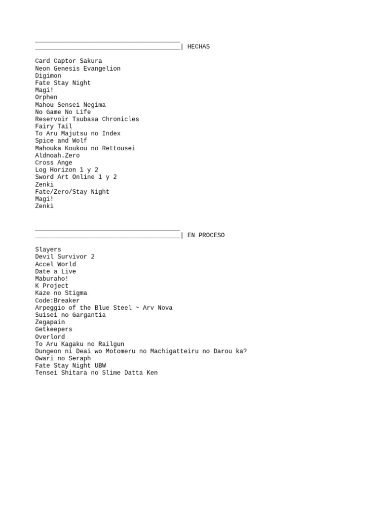 Amarillo listado series pdf