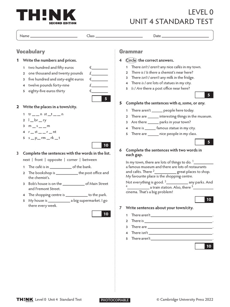 Unit 4 Standard Test Answers | PDF