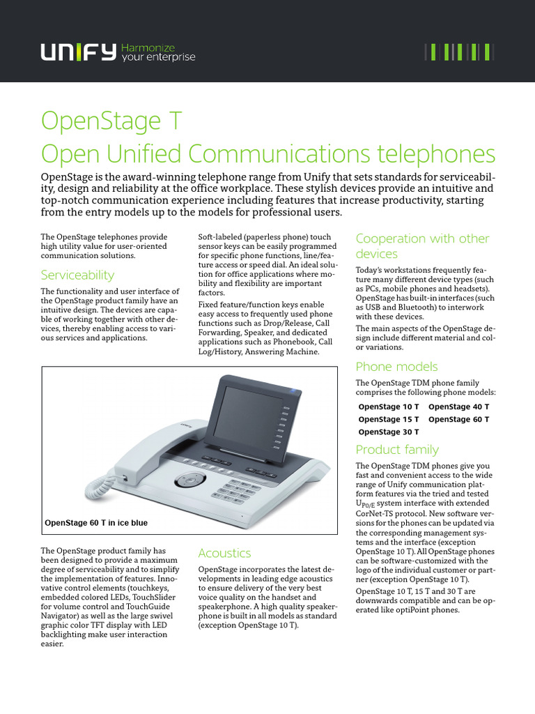 OpenStage Telephones: Features & Models | PDF | Telephone | Light ...