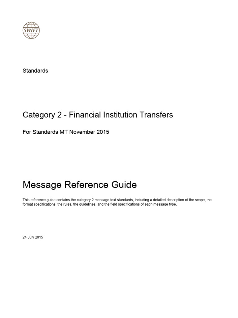 Message Reference Guide: Category 2 - Financial Institution Transfers ...