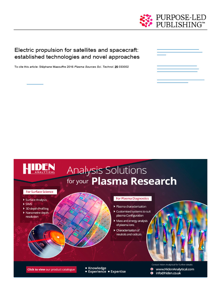 Electric Propulsion for Satellites | PDF | Spacecraft Propulsion ...