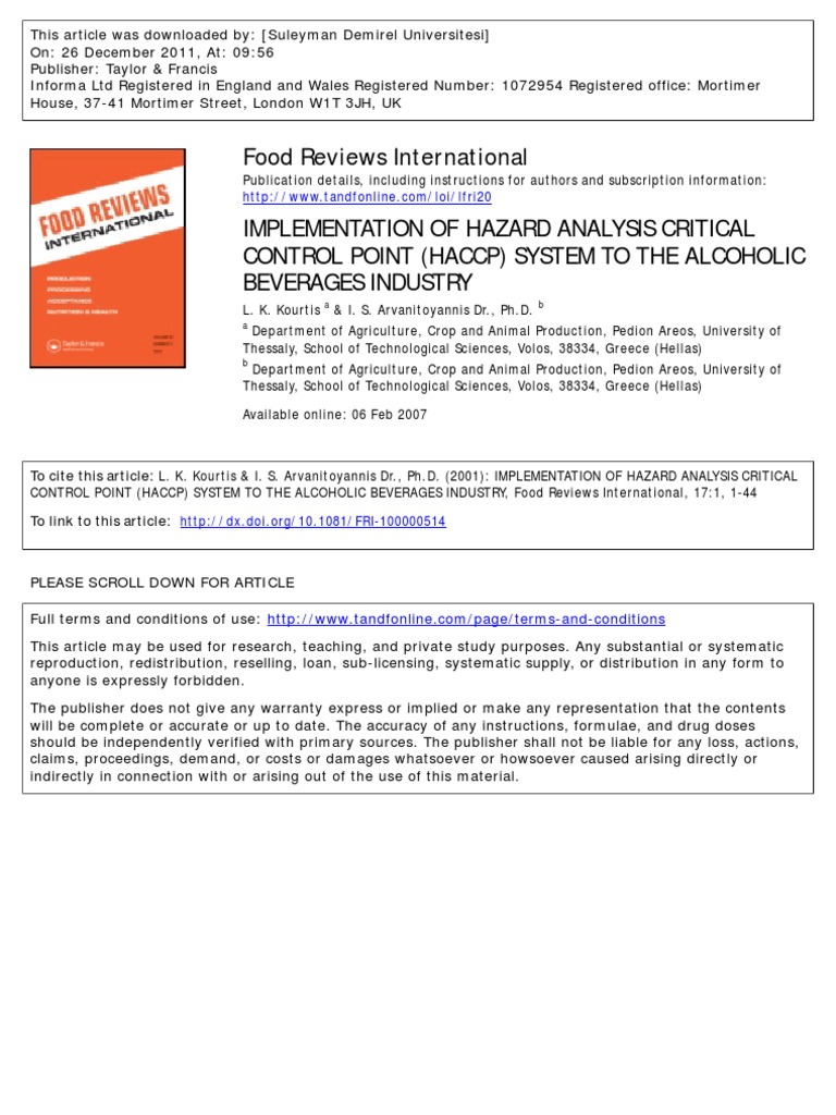 Wine Industry HACCP Brewing Malt