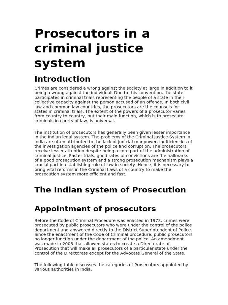 Role of Prosecutors in India's Justice System | PDF | Prosecutor ...