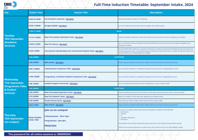 September 2024 Induction Schedule | PDF | Higher Education ...