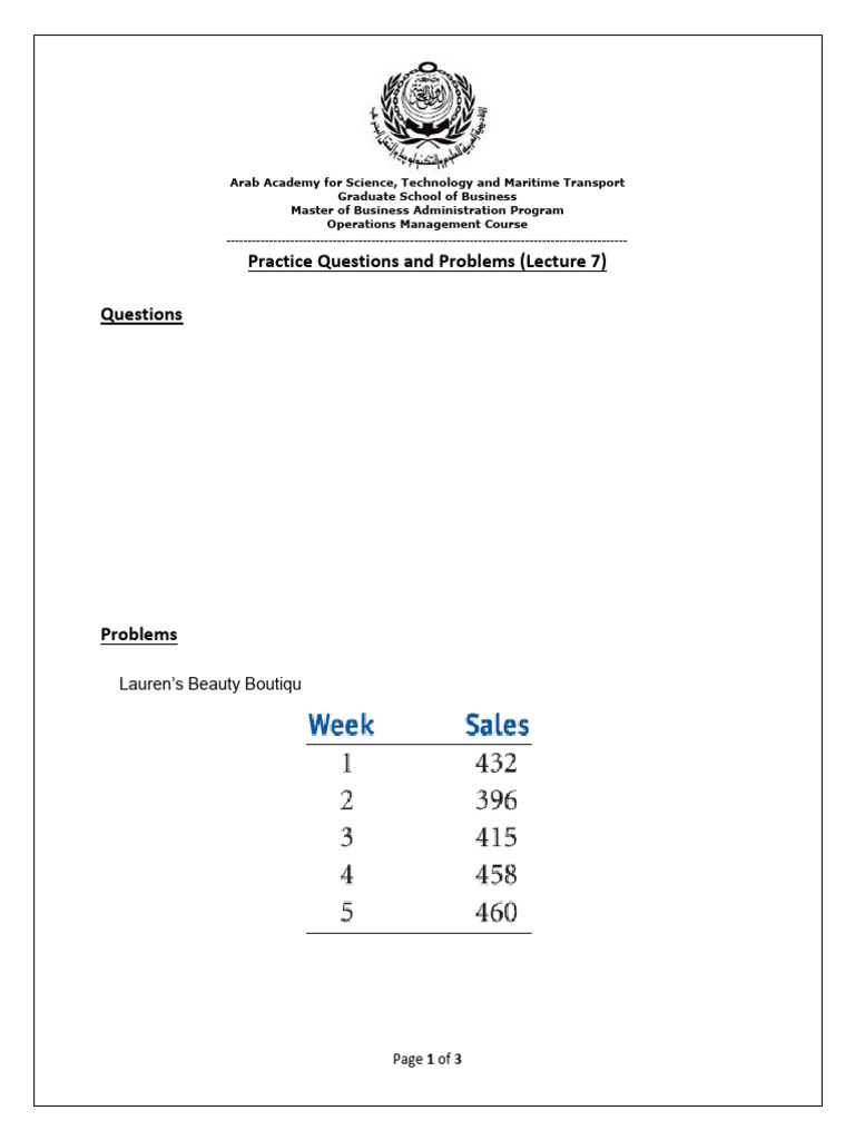 Lecture 7 Practice Problems | PDF | Forecasting | Statistical Inference