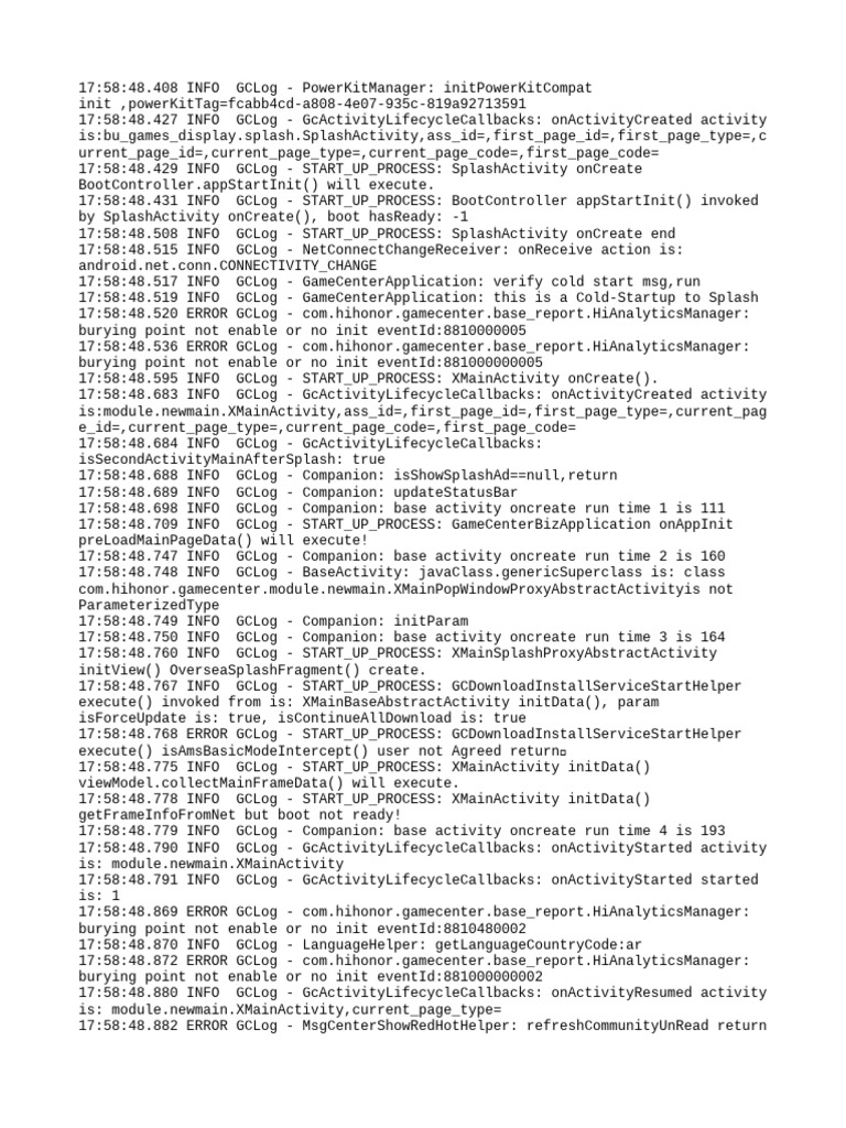 GameCenter App Startup Log Analysis | PDF | Internet Standards | Cyberspace