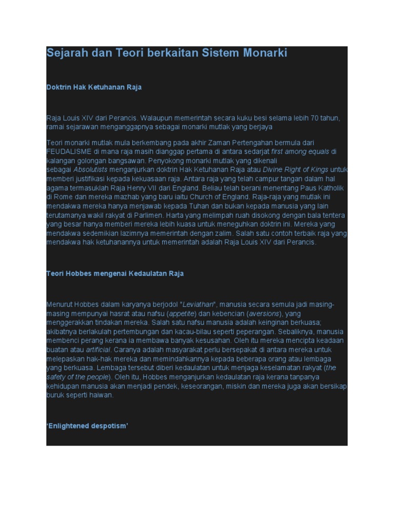 Pemerintahan Beraja Atau Monarki Pdf