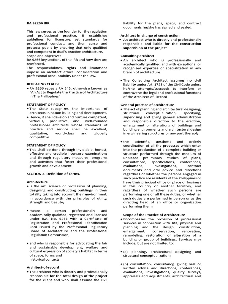 RA 9266: Architecture Practice Guidelines | PDF | Architect ...