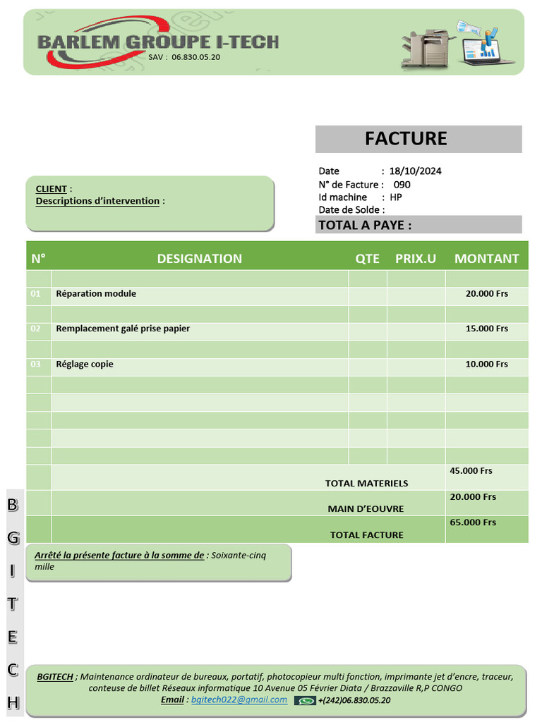 Factures de services de réparation d'imprimantes | PDF | Imprimante ...