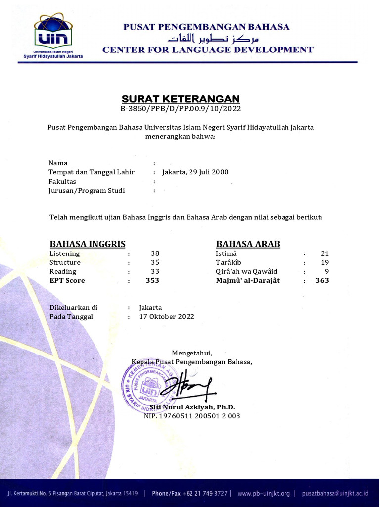 Surat Keterangan Muhammad Ravi | PDF