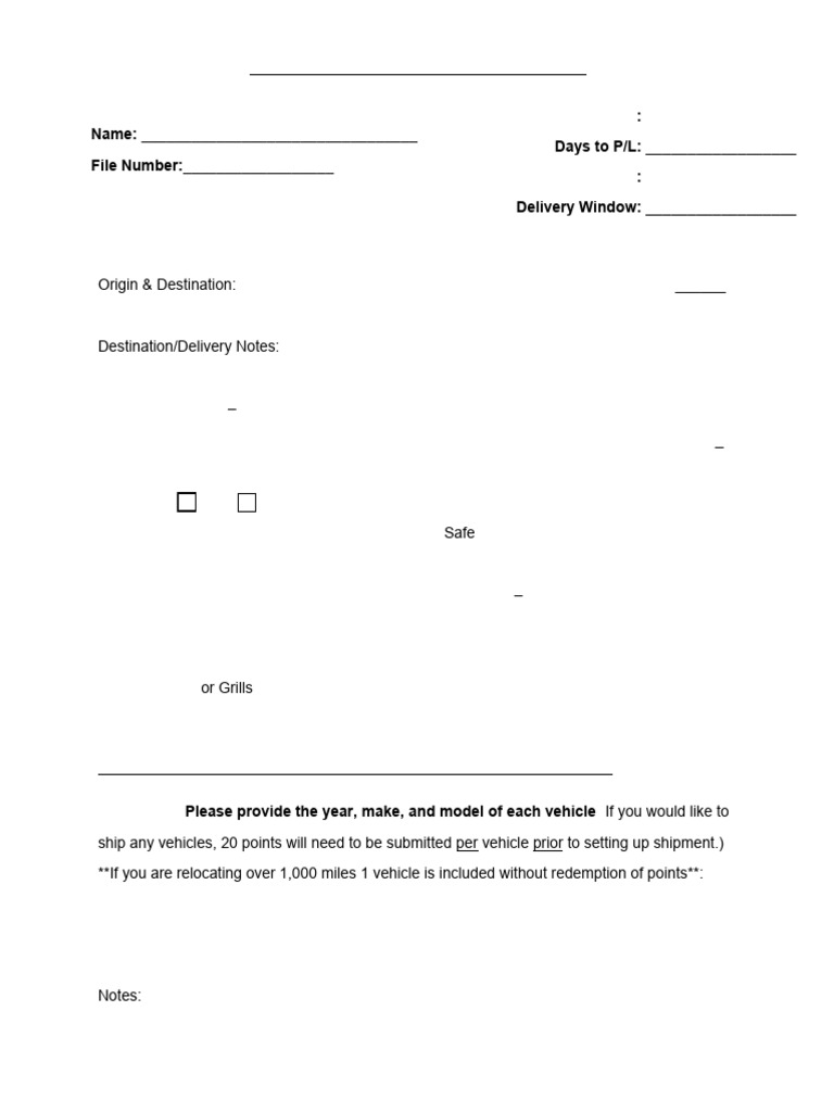 Transferee Information Sheet for Relocation | PDF | Vehicles | Motor ...