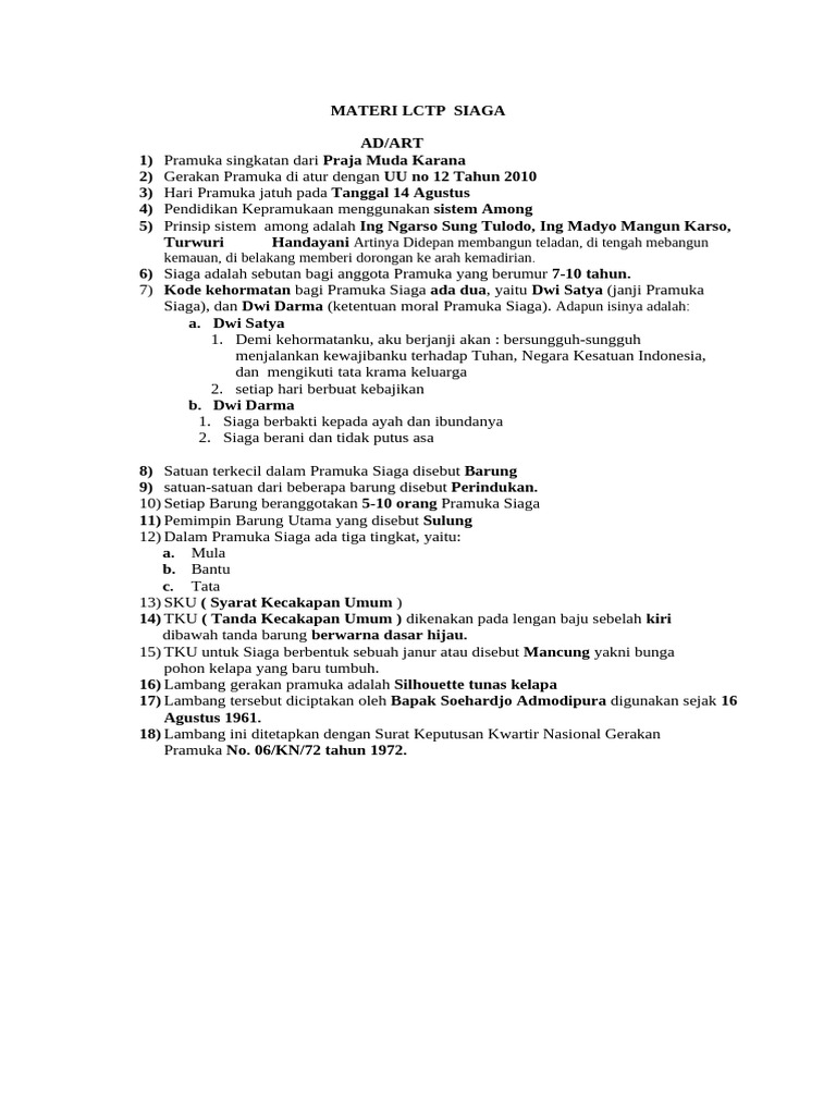 Materi LCTP Pramuka Siaga | PDF